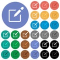 Editbox with pencil round flat multi colored icons