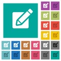 Editing box with pencil solid square flat multi colored icons