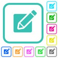 Editing box with pencil solid vivid colored flat icons