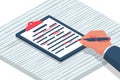 Editing documents to correct errors. Vector isometric.