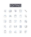 Editing line icons collection. Proofreading, Reviewing, Touch-up, Polishing, Revising, Refining, Correcting vector and