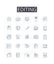 Editing line icons collection. Proofreading, Reviewing, Touch-up, Polishing, Revising, Refining, Correcting vector and