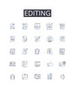 Editing line icons collection. Proofreading, Reviewing, Touch-up, Polishing, Revising, Refining, Correcting vector and