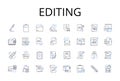 Editing line icons collection. Proofreading, Reviewing, Touch-up, Polishing, Revising, Refining, Correcting vector and