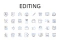 Editing line icons collection. Proofreading, Reviewing, Touch-up, Polishing, Revising, Refining, Correcting vector and