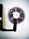 Editing machine and purple 8mm reel Royalty Free Stock Photo