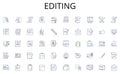 Editing line icons collection. E-learning, Online courses, Virtual classrooms, Blended learning, Edtech, Distance