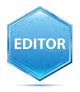 Editor crystal blue hexagon button