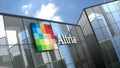 Editorial, Altria logo on glass building.