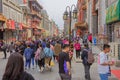 Looking over the heads of the crowd in Dashilan St