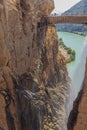 A mist of water pouring down from the bridge over the Guadalhorce gorge Royalty Free Stock Photo