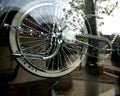 Editorial, Chicago, IL May 6, 2012 Bicycle displayed behind storefront window