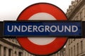 editorial closeup underground sign historic buildings London