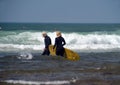 Editorial couple surfers Ditch Plains Montuak New York