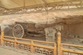 Display of sculpted stone horses with a carriage