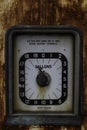 Editorial, Detail of derelict vintage Avery-Hardoll petrol fuel gas pump, close up