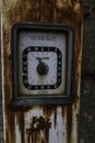 Editorial, Detail of derelict vintage Avery-Hardoll petrol fuel gas pump