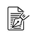 Black line icon for Editorial, note and writer