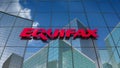 Editorial, Equifax Inc. logo on glass building.