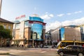 Editorial, Glass front of Mammut Shopping Mall, Kalman ter square, landscape, Budapest Hungary