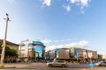 Editorial, Glass front of Mammut Shopping Mall, Kalman ter square, landscape wide angle, Budapest Hungary