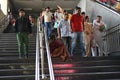 Editorial: Gurgaon, Delhi, India: 07th June 2015: An unidentified old poor woman begging from people at Gurgaon Metro Station Royalty Free Stock Photo