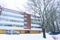 Editorial: Helsinki City, Finland, 21th December 2018. Car on the road in village with snow and winter season at Helsinki, Finland Royalty Free Stock Photo