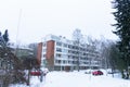 Editorial: Helsinki City, Finland, 21th December 2018. Car on the road in village with snow and winter season at Helsinki, Finland Royalty Free Stock Photo