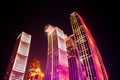 High-rise commercial buildings at night, Chongqing - China. Royalty Free Stock Photo