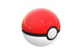 Editorial illustration: 3d render of pokeball isolated on a white background. Pokeball is an equipment to catch in Pokemon Go