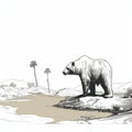 Editorial Illustration: Majestic Polar Bear In Desert Oasis