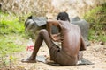 Editorial illustrative image. Poor worker man in India