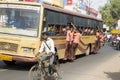 Editorial illustrative image. School childen in bus India