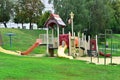 Children`s playground on the river bank. Royalty Free Stock Photo
