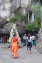 Grotto Masabiel - a cave in the rock, the site of the apparitions of Our Lady of Lourdes Royalty Free Stock Photo