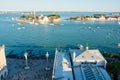 Editorial. June 2019. Venice, Italy. A view of the San Giorgio Maggiore island in the Venetian Lagoon, view from the Piazza San Royalty Free Stock Photo