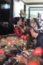 Photo Editorial, 26 Juni 2022, TMII, Taman Mini Indonesia Indah, Gamelan Player and Sinden, Traditional Central Java, Yogyakarta, Royalty Free Stock Photo