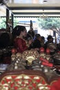 Photo Editorial, 26 Juni 2022, TMII, Taman Mini Indonesia Indah, Gamelan Player and Sinden, Traditional Central Java, Yogyakarta, Royalty Free Stock Photo