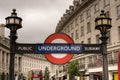 editorial London underground sign piccadilly historic buildings