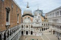 Editorial. May, 2019. Venice, Italy. The architecture of the Doge`s Palace from the courtyard Royalty Free Stock Photo