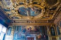 Editorial. May, 2019. Venice, Italy. Fragment of the interior painting and decoration of the ceiling and walls in the Doge`s Royalty Free Stock Photo