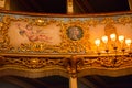 Editorial. May, 2019. Venice, Italy. Ornate balcon and richly decorated fragments in the auditorium of the La Fenice Theatre