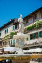 Editorial. May, 2019. Verona, Italy. The fountain of the Verona Madonna