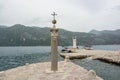 The island of Our Lady Gospa od Skrpjela on the reef is located near Perast Royalty Free Stock Photo