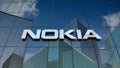 Editorial, Nokia logo on glass building.