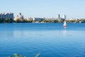 Editorial. October, 2018. Kyiv. Ukraine. View of the Obolonskaya embankment and the Dnipro.