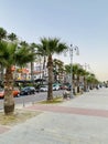 Larnaca Finikoudes promenade view with cars and buildings