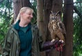 Park ranger explaining owl