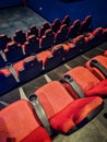 Top View of Empty Red Seats in Movie Theater Royalty Free Stock Photo