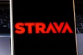 Editorial photo on Strava theme. Illustrative photo for news about Strava - an internet service for tracking human exercise